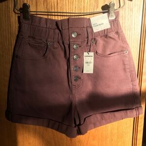 Brown high waisted paperbag shorts